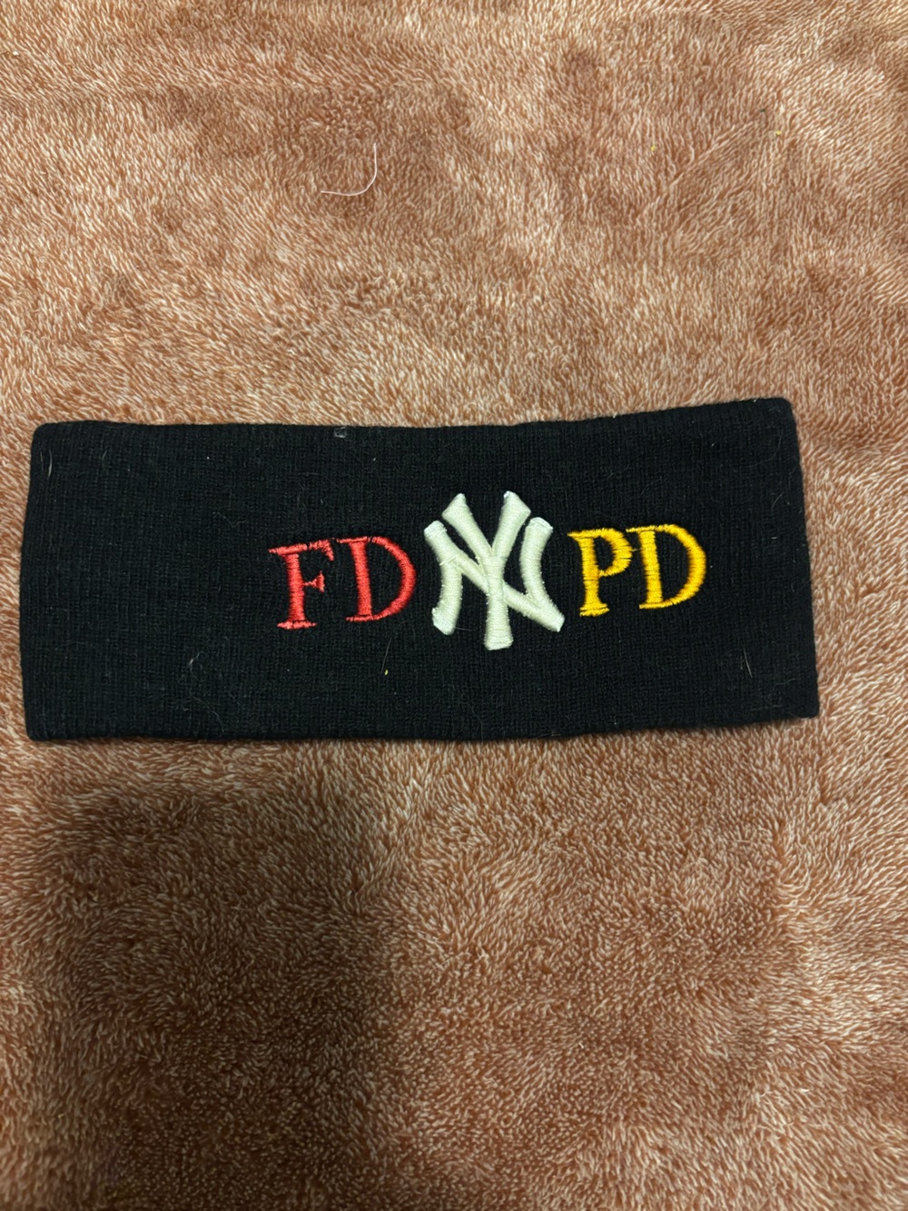 Black Embroidered Logo Winter Headband - FD NY PD